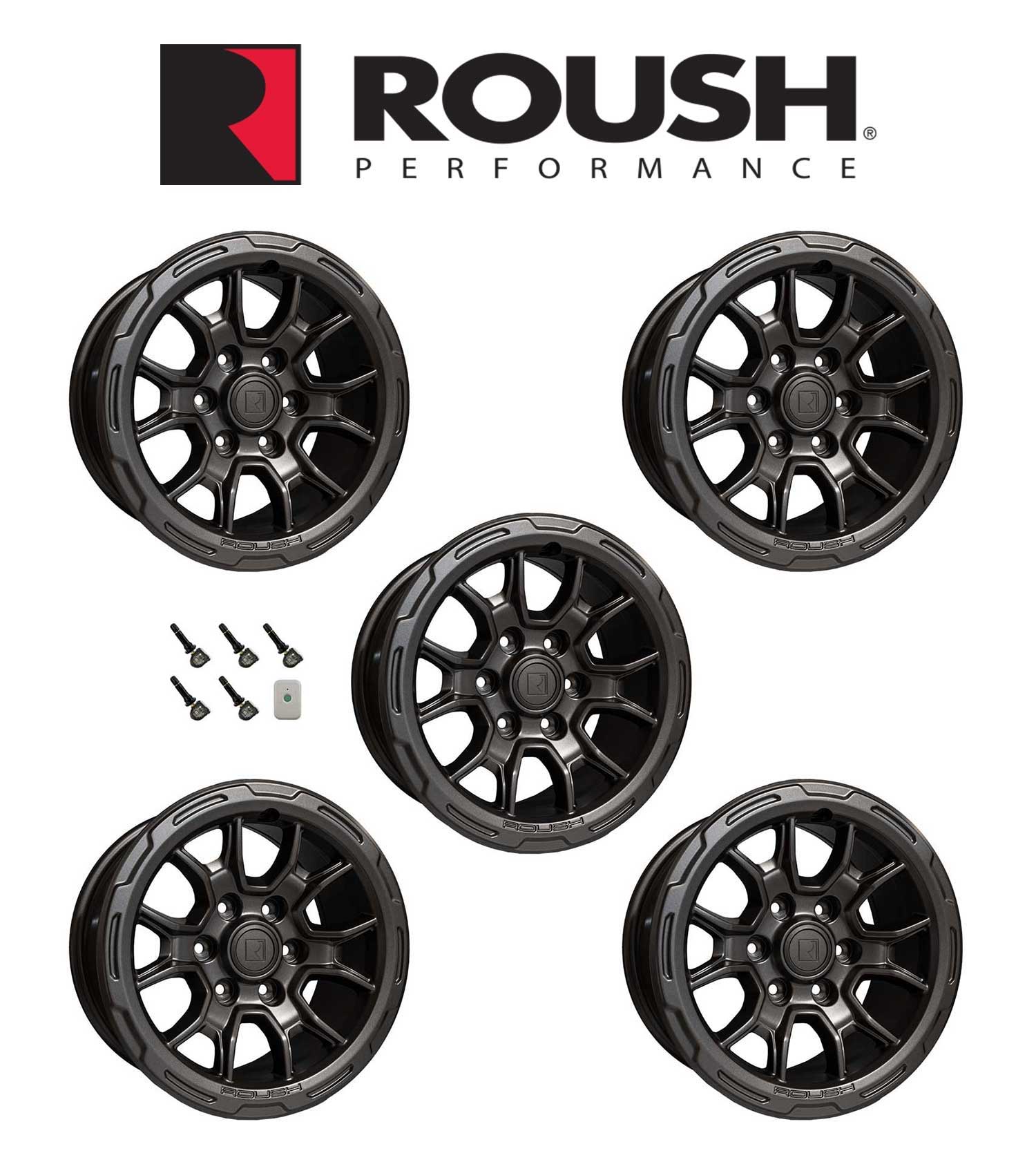 2021-2024 Ford Bronco R Roush 17" x 8.5" Set of 5 Iridium Gray Wheels & TPMS Kit