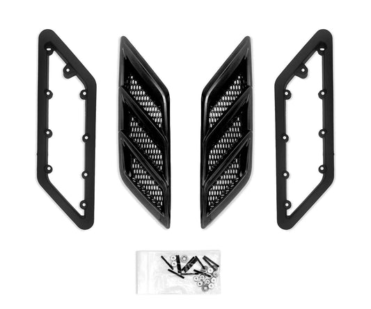 2015-2023 Ford Mustang Roush 422326 Fender Vent Heat Extractors Gloss Black Pair LH RH