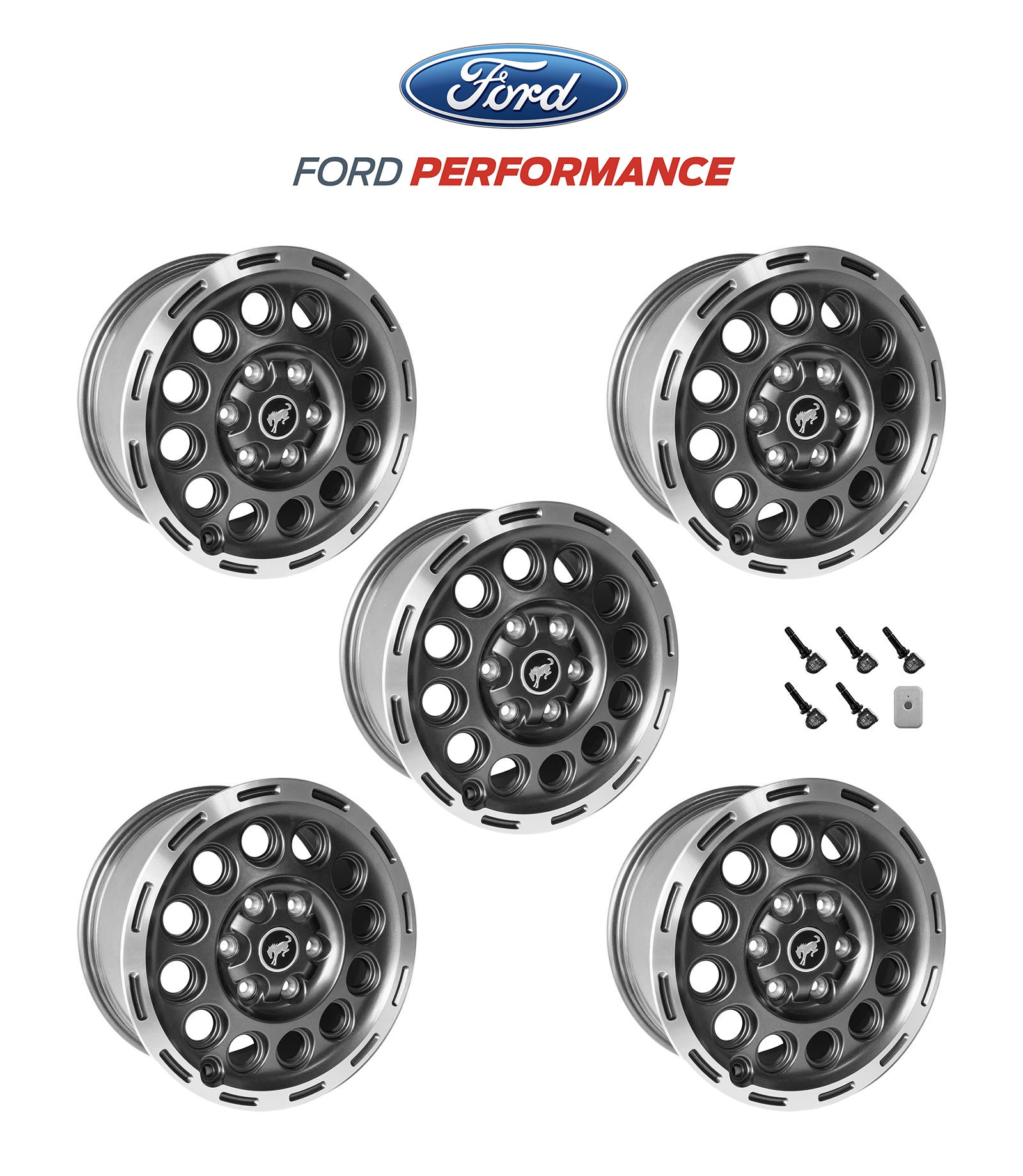 2021-2024 Bronco Ford Performance M-1007K-P1780MBM 17" x 8" Wheel Kit - Machined Finish