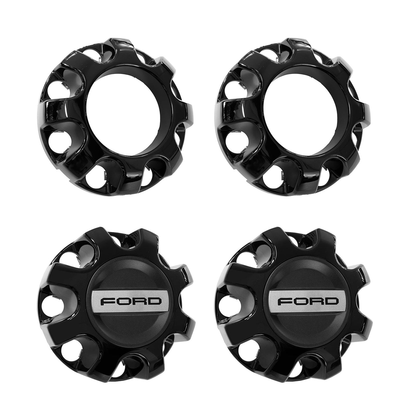 2019-2025 Ford Super Duty F250 F350 OEM Black Front & Rear Center Caps