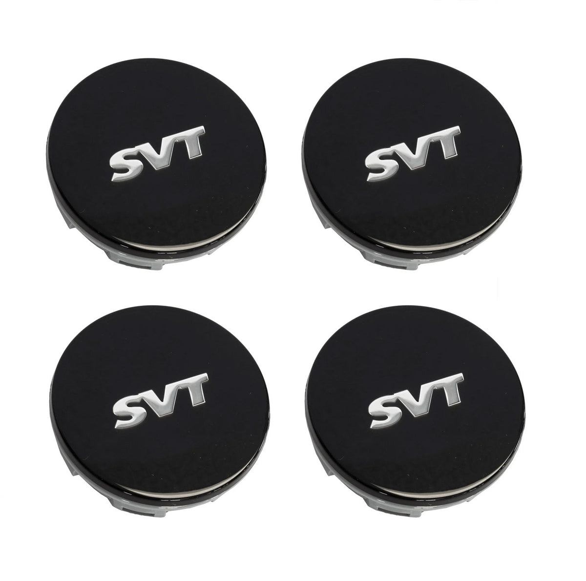 1994-2004 Ford Mustang & Cobra 2.5" Black & Silver SVT Center Caps - Set of 4