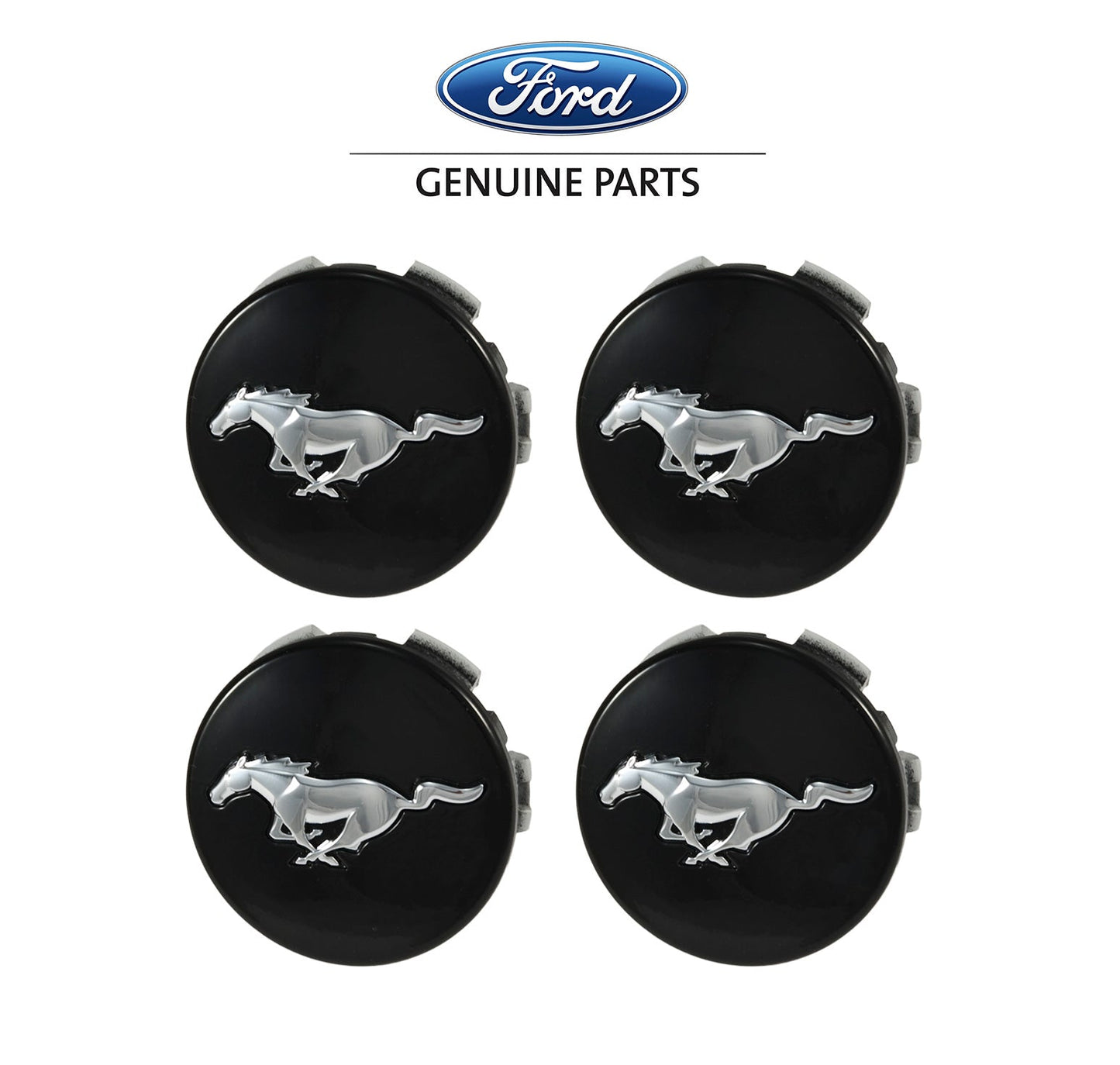 2015-2023 Genuine Ford Mustang Black w/ Chrome Running Horse Wheel Center Caps