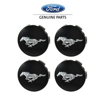 2015-2023 Genuine Ford Mustang Black w/ Chrome Running Horse Wheel Center Caps