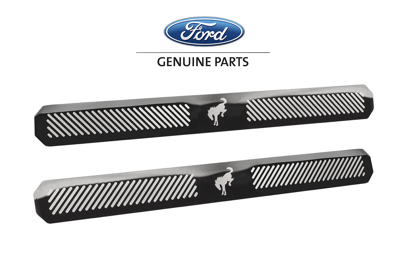 2021-2025 Ford Bronco OEM 2-Door Sill Step Plates Pair Black Chrome w/ Logo