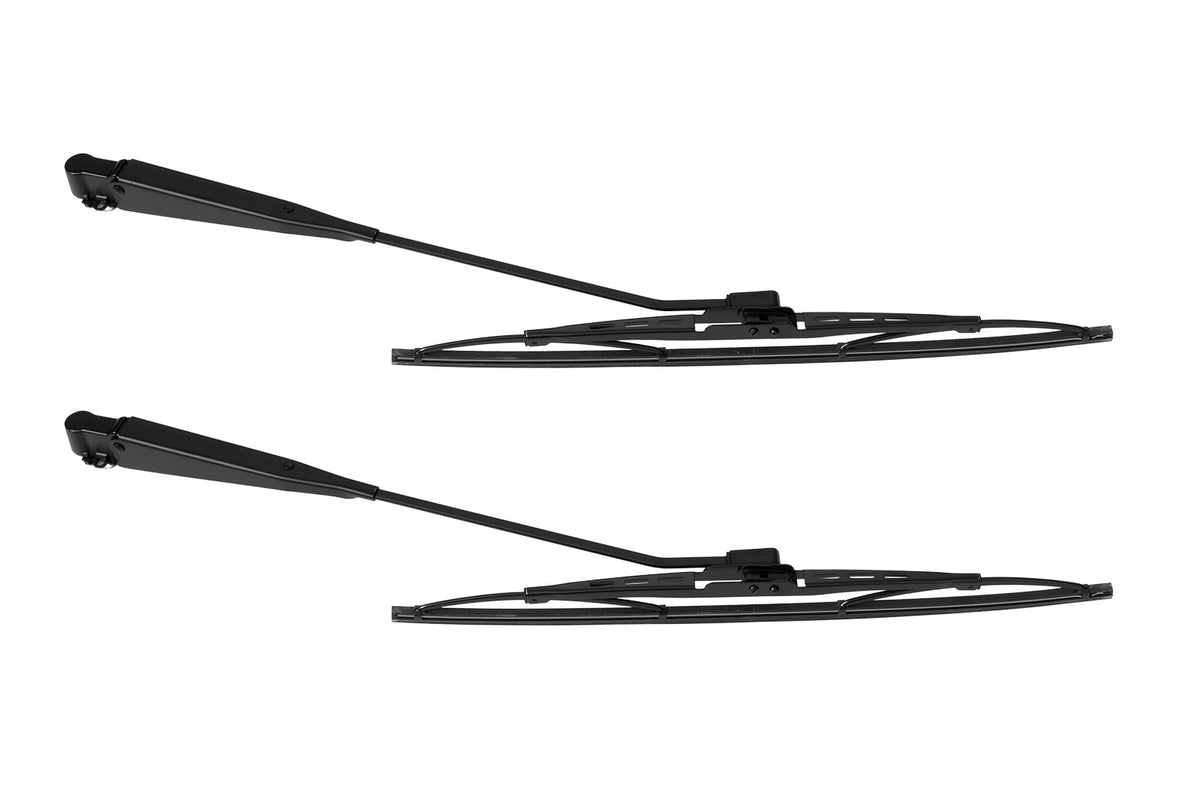 1979-1993 Ford Mustang Stainless Steel Black Windshield Wiper Arms & 16" Blades Pair