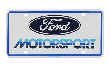 Ford Motorsport Front or Rear Metal License Plate Insert - Blue & White