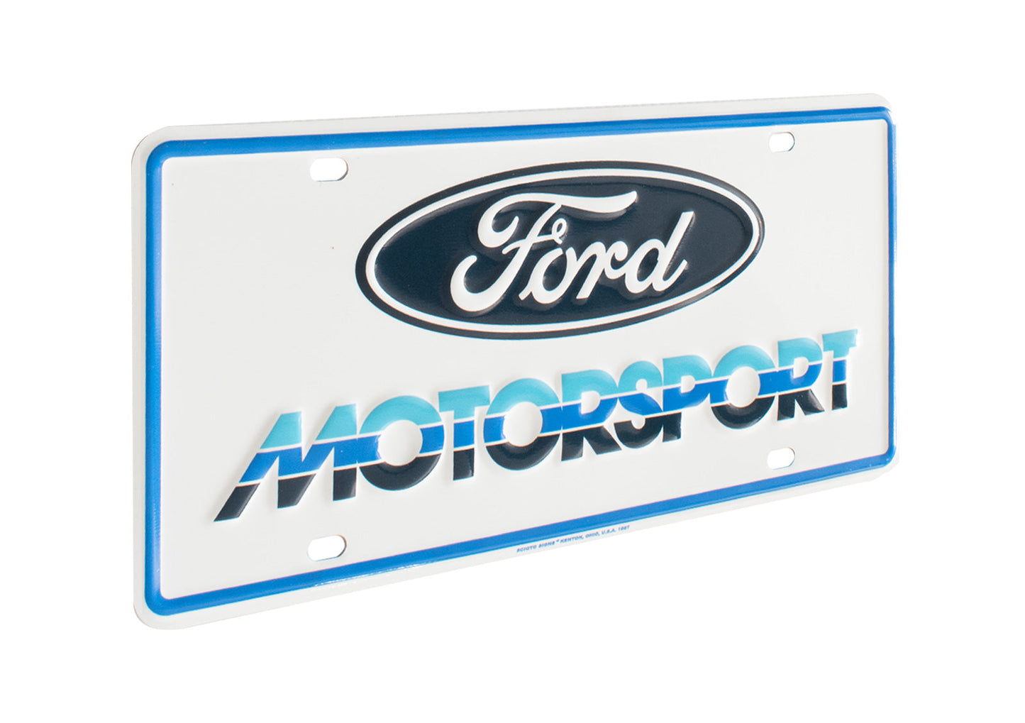 Ford Motorsport Front or Rear Metal License Plate Insert - Blue & White