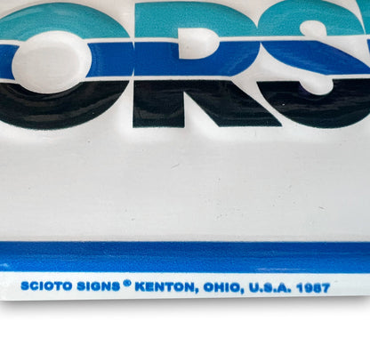 Ford Motorsport 1980s Tri-Color Logo License Plate & Black Stainless Steel Frame