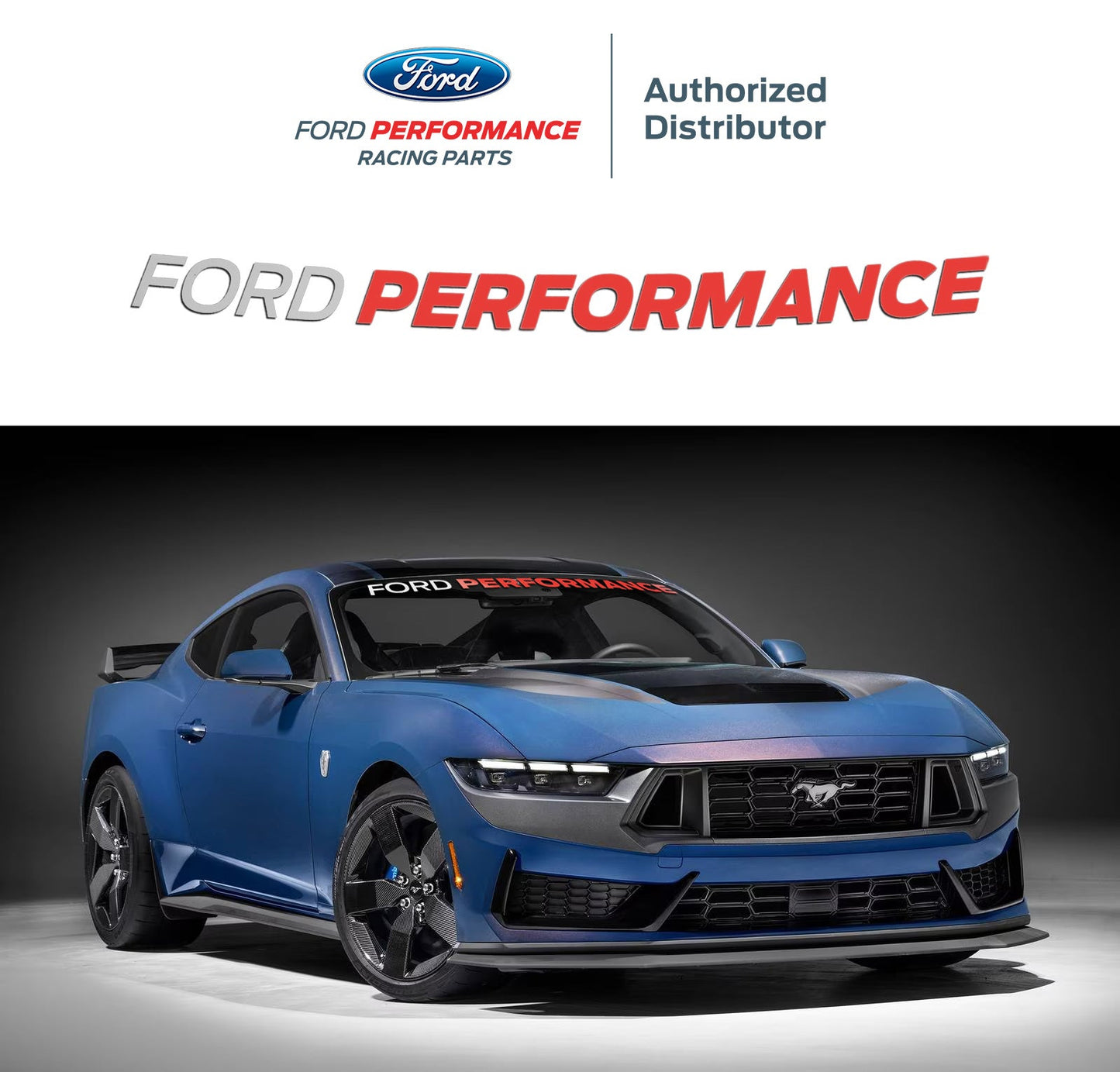 2024-2025 Mustang Ford Performance OEM Front Windshield Banner Decal Red & White