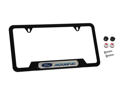 Ford Motorsport 80s Logo Black Stainless Steel License Plate Frame