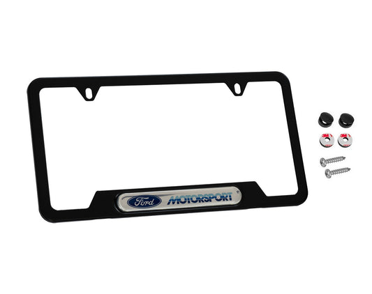 Ford Motorsport 80s Logo Black Stainless Steel License Plate Frame