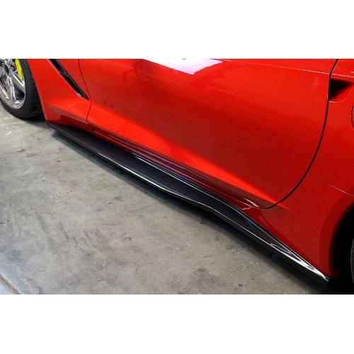 2014-2019 C7 Corvette Side Rocker Skirt Extensions True Carbon Fiber Composite