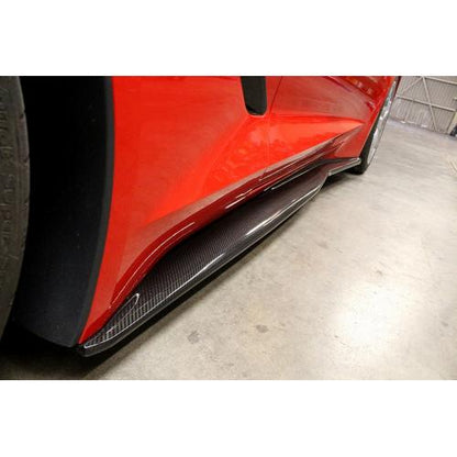 2014-2019 C7 Corvette Side Rocker Skirt Extensions True Carbon Fiber Composite