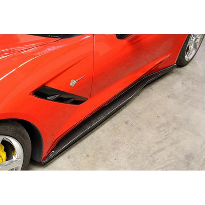 2014-2019 C7 Corvette Side Rocker Skirt Extensions True Carbon Fiber Composite