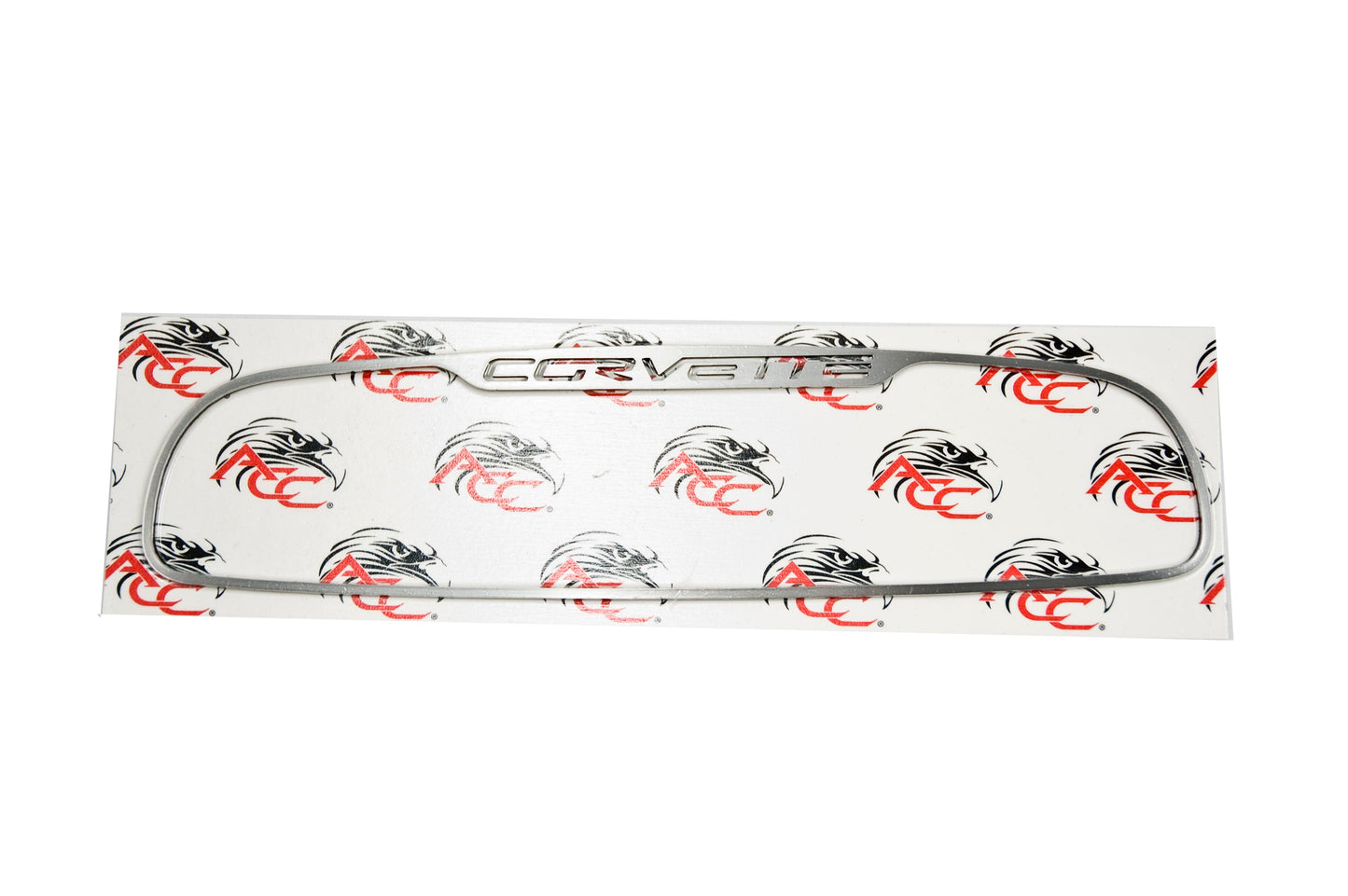 2005-2013 Corvette Brushed Stainless Trim for Rear View Mirror - CORVETTE Logo