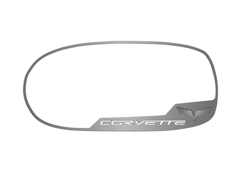 C6 Corvette Stainless Steel Side View Trim Inserts with Flags - Standard Mirrors