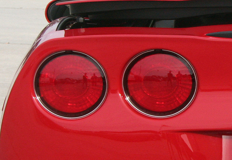 2005-2013 Corvette Chrome Vinyl Rear Tail Light Lens Trim Inserts - 4pc Set