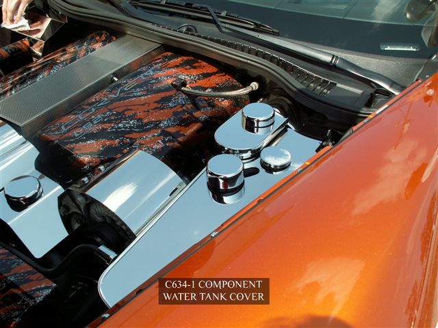 2005-13 Corvette C6 Manual Polished Stainless Water Bottle Tank Cover w/ Caps