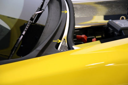 2008-2012 Corvette C6 Polished & Perforated Wiper Cowl Covers - 2 Piece Set