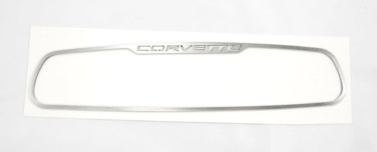 1997-04 C5 Rear View Mirror Stainless Trim Surround Frame Insert - CORVETTE Logo