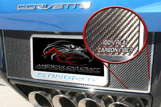 Corvette C7 Rear License Frame Backing Real Carbon Fiber Stainless Steel Trim