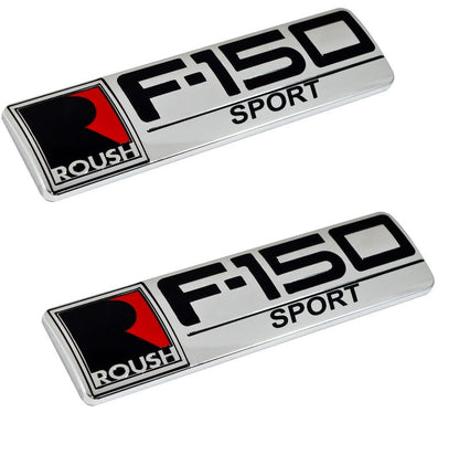 Roush F-150 Sport Ford Truck Fender & Rear Emblems in Chrome Black & Red - Pair