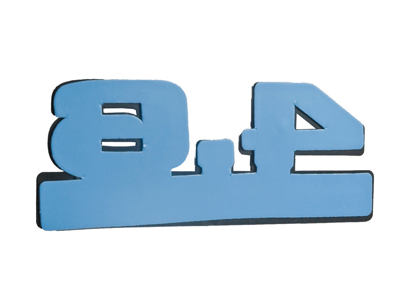 4.6 Liter Engine High Performance Emblems Badge in Chrome & Blue - 5" Long Pair