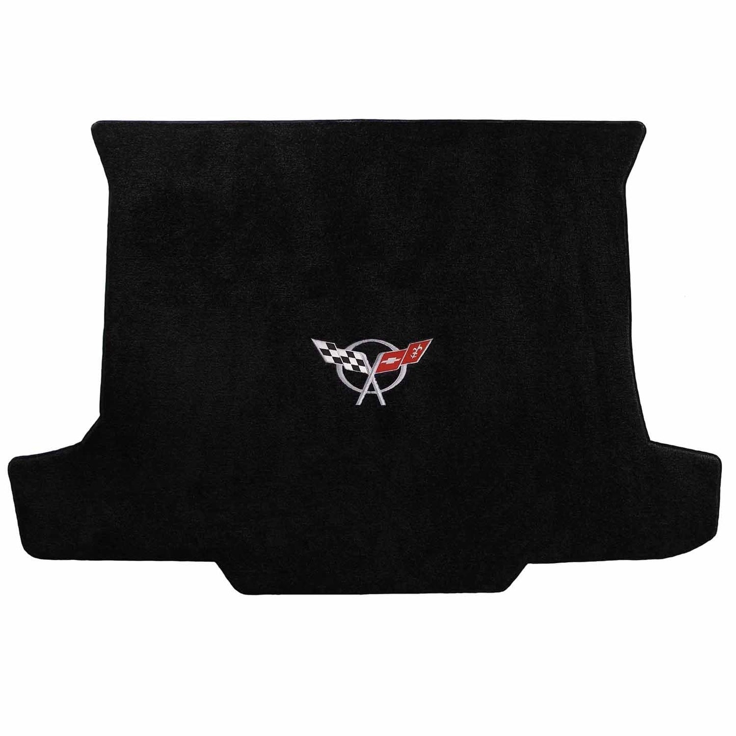 C5 Corvette Convertible Classic Loop Black Trunk Mat w Silver Crossed Flags Logo