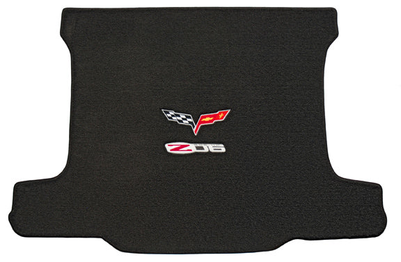 2005-2013 C6 Corvette Coupe Ebony Black Trunk Cargo Mat Crossed Flags & Z06 Logo