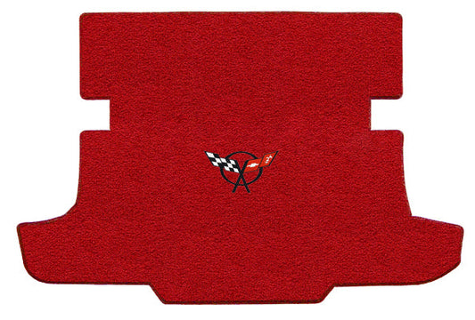 1997-2004 C5 Corvette Hardtop Torch Red Trunk Cargo Mat Black Crossed Flag Logo