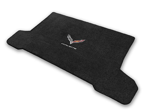 C7 Stingray ZR1 & Z06 Convertible Jet Black Trunk Mat - Flags & CORVETTE Logos