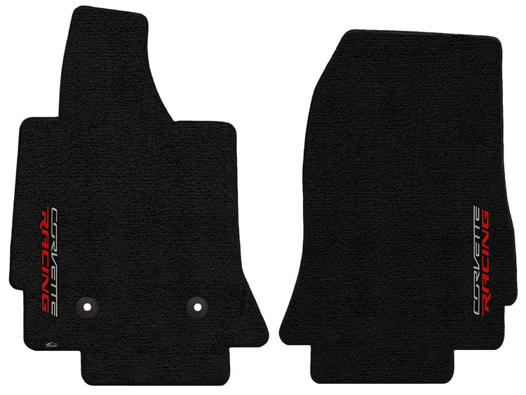 2014-2019 C7 Corvette Jet Black Floor Mats - CORVETTE RACING Logos Face Doors