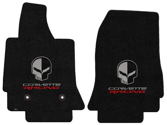 2014-2019 C7 Corvette Jet Black Floor Mats - Jake Skull & CORVETTE RACING Logos