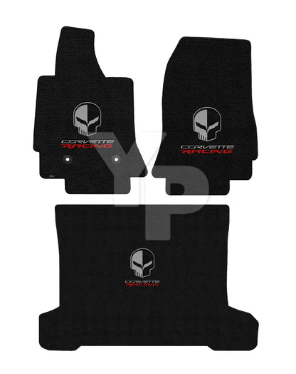 2014-2019 C7 Coupe Jet Black Floor & Trunk Mats - Jake Skull & CORVETTE Racing