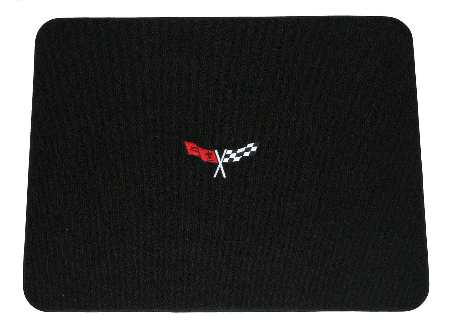 1968-1982 C3 Corvette Classic Loop Black Rear Deck Mat with Crossed Flags Logo