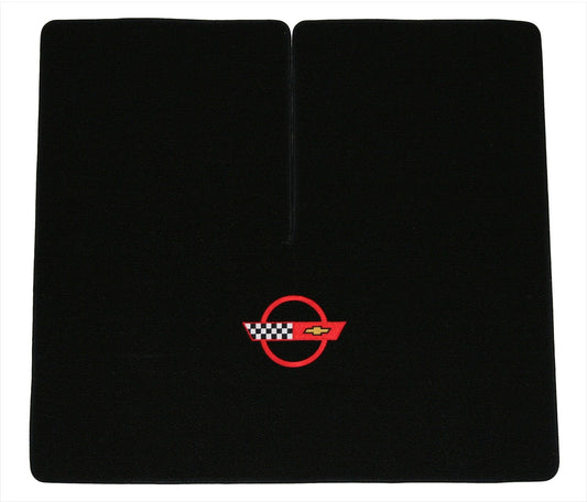C4 Corvette Hardtop Classic Loop Black Rear Deck Mat - Red Circle Flags Logo