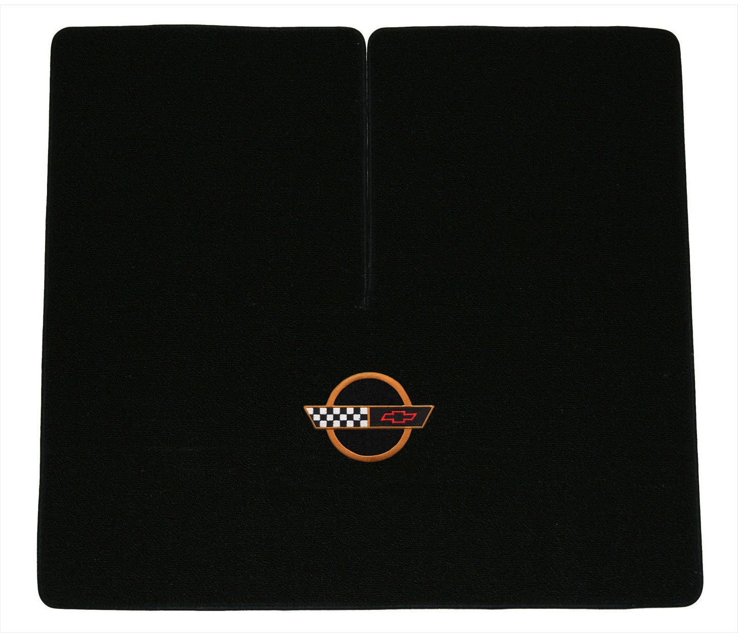 C4 Corvette Hardtop Classic Loop Black Rear Deck Mat - Gold Circle Flags Logo