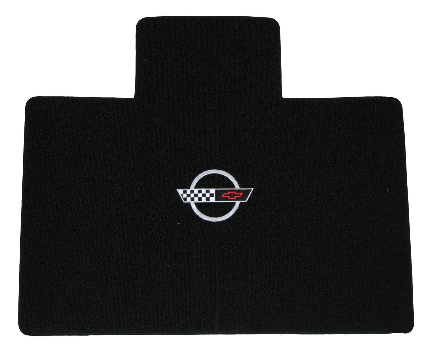 1986-94 C4 Corvette Convertible Black Loop Rear Deck Mat - Silver Circle & Flags