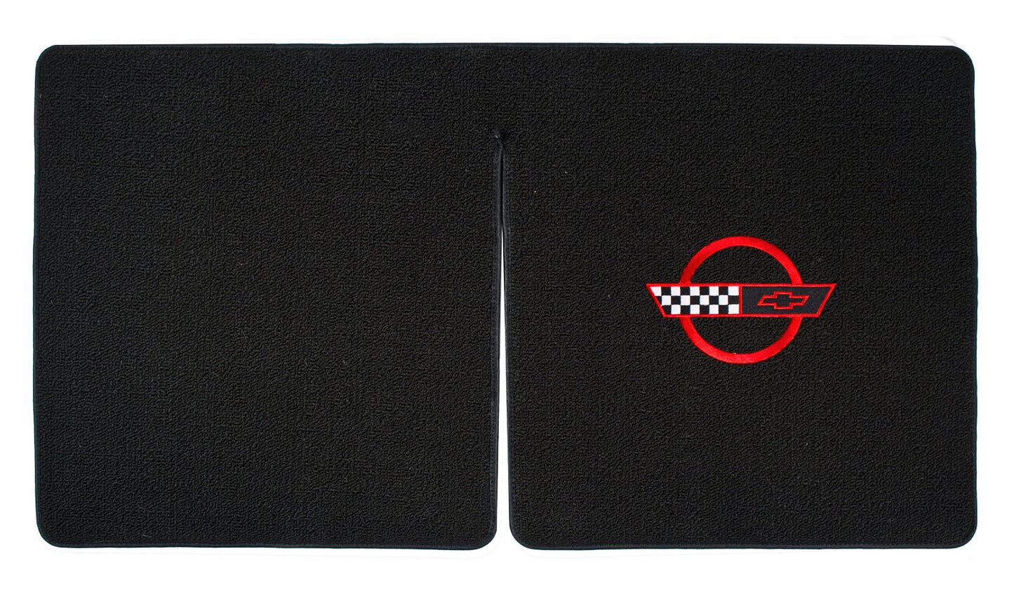 1995 1996 C4 Corvette Convertible Black Rear Cargo Deck Mat - Red Circle Logo