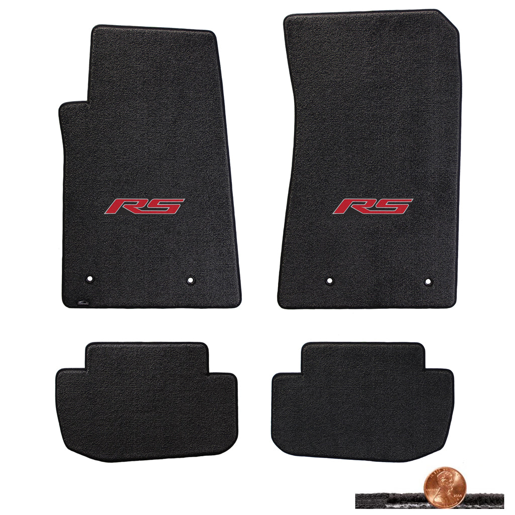 2010-2015 Camaro Classic Loop 4pc Ebony Floor Mats - Red RS On Fronts