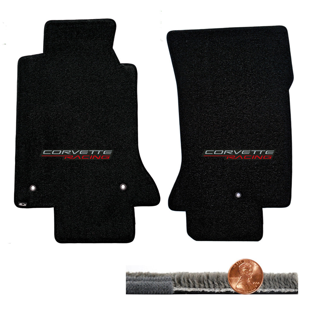 1997-2004 C5 Corvette Black 2pc Ultimat Floor Mats Set - CORVETTE RACING Logos