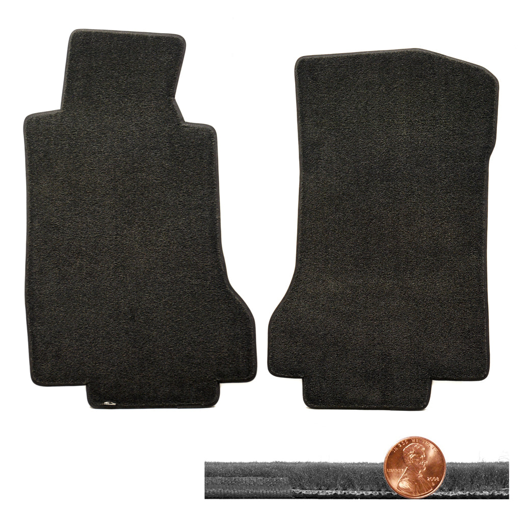 2005 2006 C6 Corvette Velourtex 2pc Ebony Black Front Floor Mats Sets