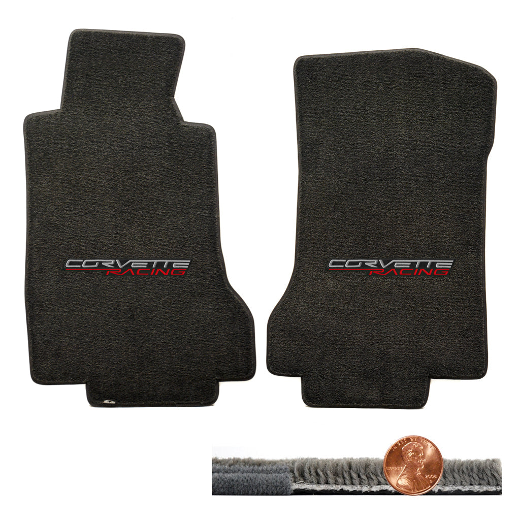 2005 2006 C6 Corvette Ebony Black 2pc Ultimat Floor Mats - CORVETTE RACING Logos