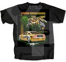 Children's Ford Mustang Black Transformer Cotton T-Shirt Size - Large