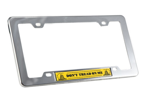 Don't Tread On Me Yellow & Black Emblem w/ Chrome License Plate Frame