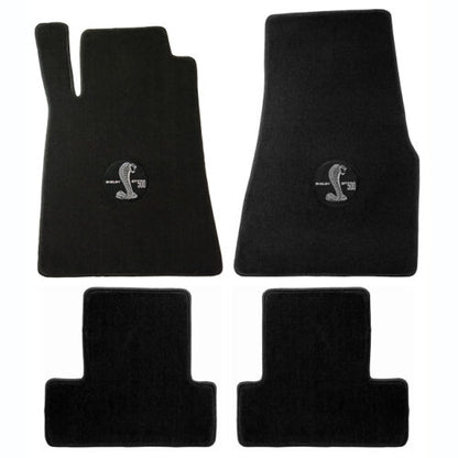 2013-14 Mustang Shelby GT500 4pc Black Floor Mats w Cobra GT 500 Embroidery Logo