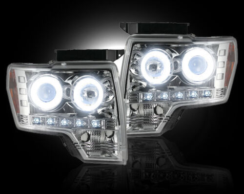 2009-2014 Ford F-150 Raptor SVT Clear Chrome Projector CCFL Halo Headlights