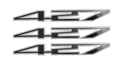 427 ci Fender Trunk Black & Silver Aluminum 5 3/4" Emblems - Set of 3