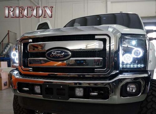 2011-2013 Ford F-250 F-350 Super Duty Smoked Projector CCFL Halo DRL Headlights