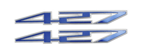 427 ci Fender Trunk Blue & Silver Aluminum 5 3/4" Emblems - Pair LH & RH